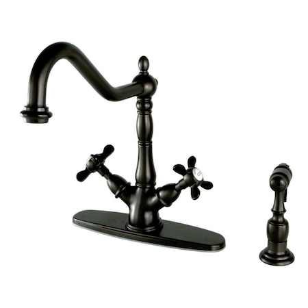 Kingston Brass KS1235BEXBS Mono Deck Mount Kitchen Faucet W/ Brass Sprayer, Bronze KS1235BEXBS